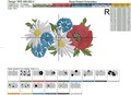 Poppies in a summer bouquet border Machine embroidery design - 5 sizes