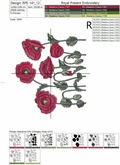 Poppy border Machine Embroidery Design - 3 sizes