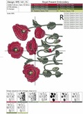 Poppy border Machine Embroidery Design - 3 sizes
