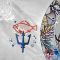 Poseidon Trident with Fish Machine Embroidery Design