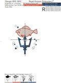 Poseidon Trident with Fish Machine Embroidery Design