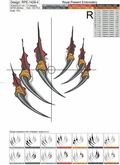Predator claws Machine Embroidery Design - 6 sizes