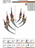 Predator claws Machine Embroidery Design - 6 sizes
