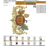 Fall Pumpkin Baroque Border with Golden Scrolls and Leaves Machine Embroidery Design - 5 Sizes