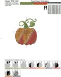 Pumpkin with linear ornament Embroidery Design - 2 sizes