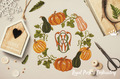 Pumpkins Wreath Machine Embroidery Design - 2 sizes