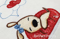 Puppy sleeping with hearts Machine embroidery design