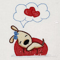 Puppy sleeping with hearts Machine embroidery design