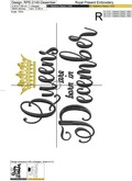 Queens are born in December Inscription Machine Embroidery Design