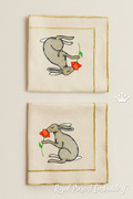 Rabbit with flower Machine Embroidery Design - 3 sizes