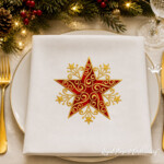 Red Christmas Star Machine Embroidery Design - 2 sizes