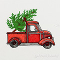Red Christmas Truck Machine Embroidery Design - 6 sizes