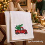 Vintage Red Christmas Truck with Tree Machine Embroidery Design– 6 Sizes