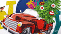 Red Christmas Truck Machine Embroidery Design with applique - 4 sizes