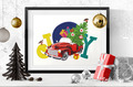 Red Christmas Truck Machine Embroidery Design with applique - 4 sizes