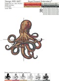 Red Octopus Machine Embroidery Design - 6 sizes