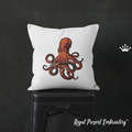 Red Octopus Machine Embroidery Design - 6 sizes