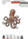 Red Octopus Machine Embroidery Design - 6 sizes