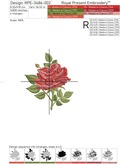 Red Rose Machine Embroidery Design - 3 sizes