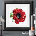 Red poppy flower Cross-stitch Machine Embroidery file