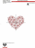 Redwork Heart of roses - 6 sizes