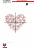 Redwork Heart of roses - 6 sizes