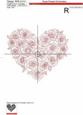 Redwork Heart of roses - 6 sizes