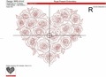 Redwork Heart of roses - 6 sizes
