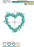 Romantic frame-heart with forget-me-not flowers Embroidery Design - 4 sizes
