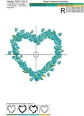 Romantic frame-heart with forget-me-not flowers Embroidery Design - 4 sizes