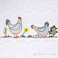 Rooster and Chicken with Eggs Machine Embroidery Designs - 2 sizes