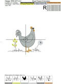 Rooster and Chicken with Eggs Machine Embroidery Designs - 2 sizes