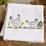 Motifs de broderie à la machine « Coq et poule avec des œufs » - 2 tailles