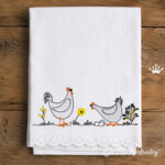 Motifs de broderie à la machine « Coq et poule avec des œufs » - 2 tailles
