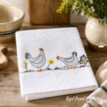 Motifs de broderie à la machine « Coq et poule avec des œufs » - 2 tailles