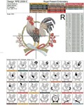 Rooster with Japanese Wreath Machine Embroidery Design - 5 sizes