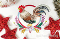 Rooster with Japanese Wreath decoration Machine Embroidery Design