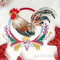 Rooster with Japanese Wreath decoration Machine Embroidery Design