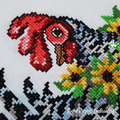 Rooster with sunflowers cross-stitch Machine embroidery design - 2 sizes