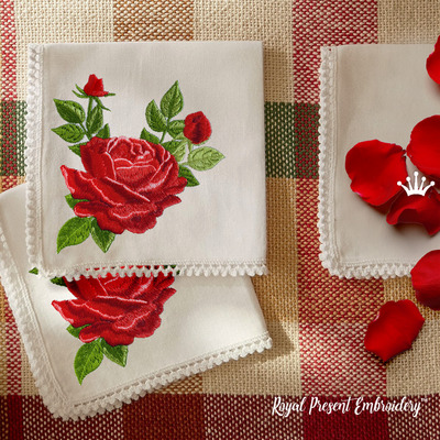 Motif de broderie machine Rose Corner - 3 tailles