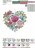 Roses Heart Machine Embroidery Design - 4 sizes