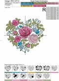 Roses Heart Machine Embroidery Design - 4 sizes