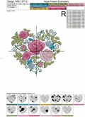 Roses Heart Machine Embroidery Design - 4 sizes