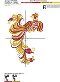 Khokhloma Firebird Machine Embroidery Design - 4 sizes