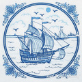Sailboat Dutch delft blue Style - 4 sizes