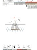 Sailboat on the waves Machine Embroidery Design