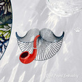 Sailor's mustache with a pipe Free Machine Embroidery Design