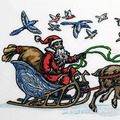 Santa Claus rides in a reindeer sleigh Machine Embroidery Design - 3 sizes