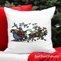Santa Claus rides in a reindeer sleigh Machine Embroidery Design - 3 sizes