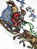 Santa Claus rides in a reindeer sleigh Machine Embroidery Design - 3 sizes